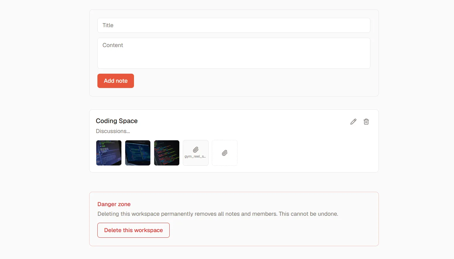 Huddle Note Attachments with Live Thumbnails